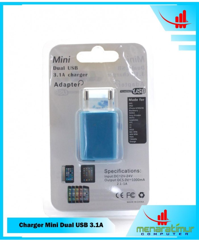 Charger Mini Dual USB 3.1A